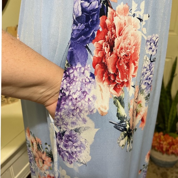 Sky blue pretty floral maxi dress with POCKETS - Picture 4 of 4